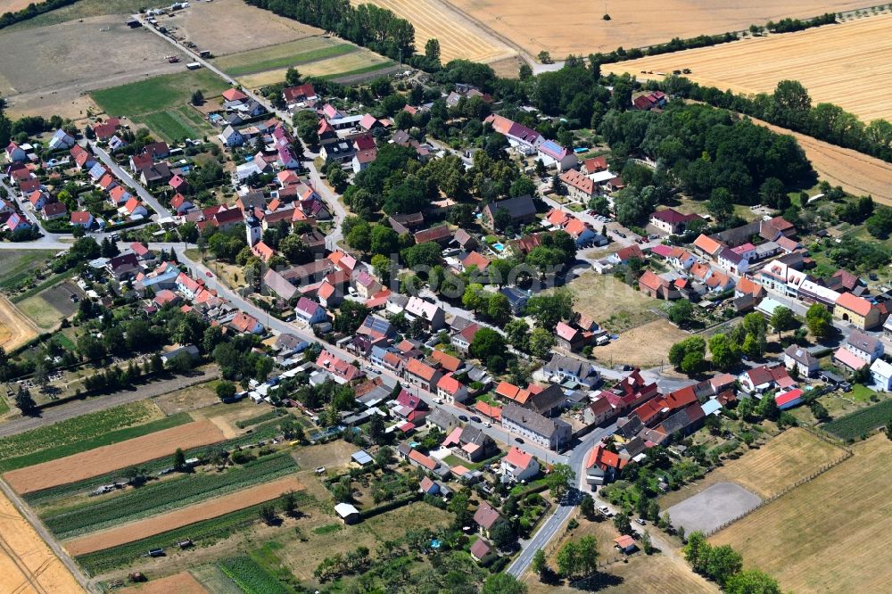 Aerial image Markvippach - Village - view on the edge of agricultural fields and farmland in Markvippach in the state Thuringia, Germany