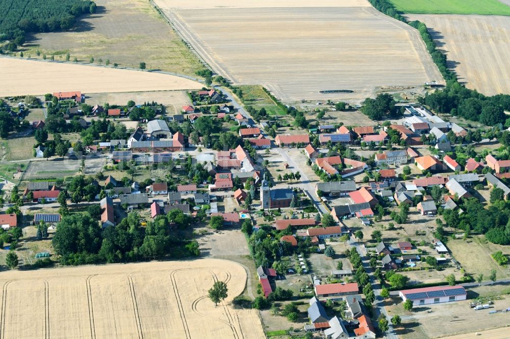 Aerial image Mechau - Village - view on the edge of agricultural fields and farmland in Mechau in the state Saxony-Anhalt, Germany