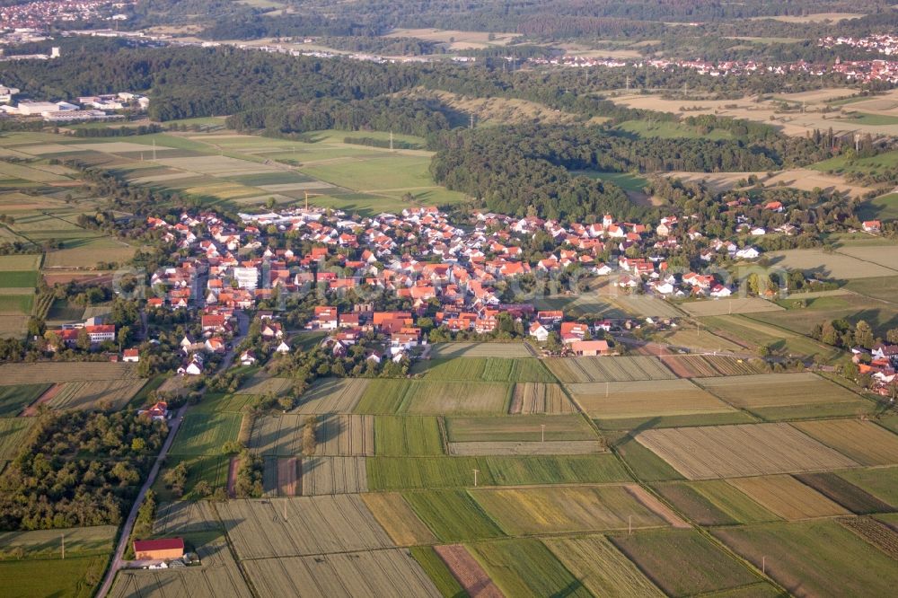 Aerial photograph Mähringen - Village - view on the edge of agricultural fields and farmland in Maehringen in the state Baden-Wurttemberg, Germany