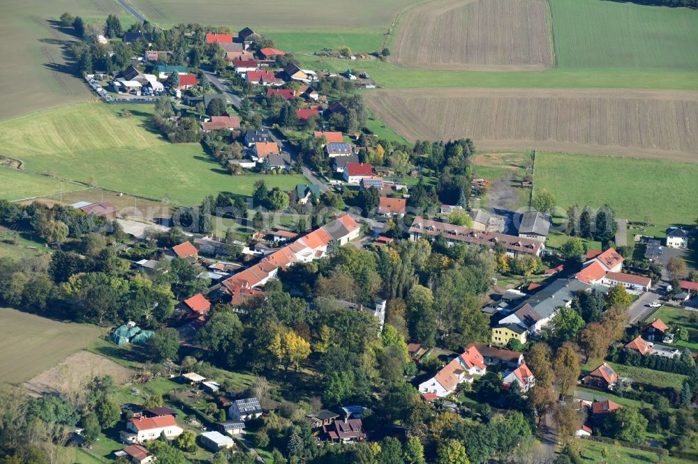 Molkenberg from above - Village - view on the edge of agricultural fields and farmland in Molkenberg in the state Brandenburg, Germany