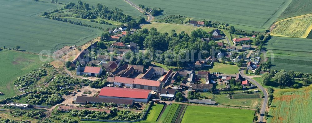 Aerial image Moraveves - Village - view on the edge of agricultural fields and farmland in Moraveves in Ustecky kraj - Aussiger Region, Czech Republic