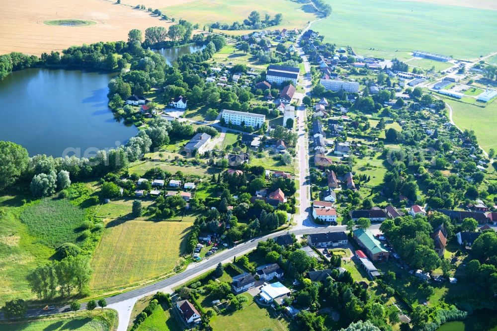 Neetzka from above - Village - view on the edge of agricultural fields and farmland in Neetzka in the state Mecklenburg - Western Pomerania, Germany