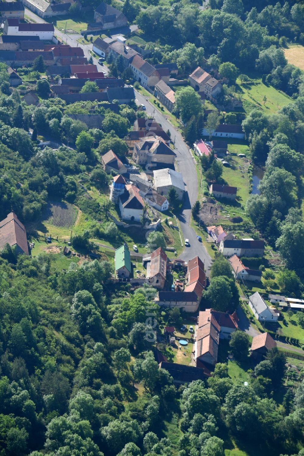 Nehasice - Nehasitz from above - Village - view on the edge of agricultural fields and farmland in Nehasice in , Czech Republic