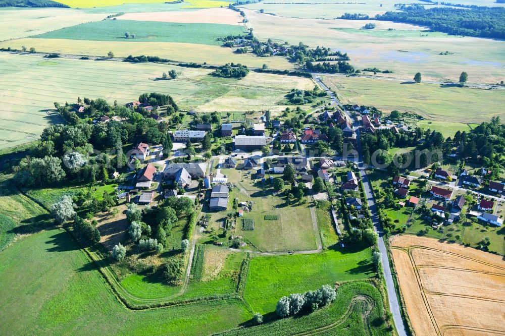 Aerial image Neu Käbelich - Village - view on the edge of agricultural fields and farmland in Neu Kaebelich in the state Mecklenburg - Western Pomerania, Germany