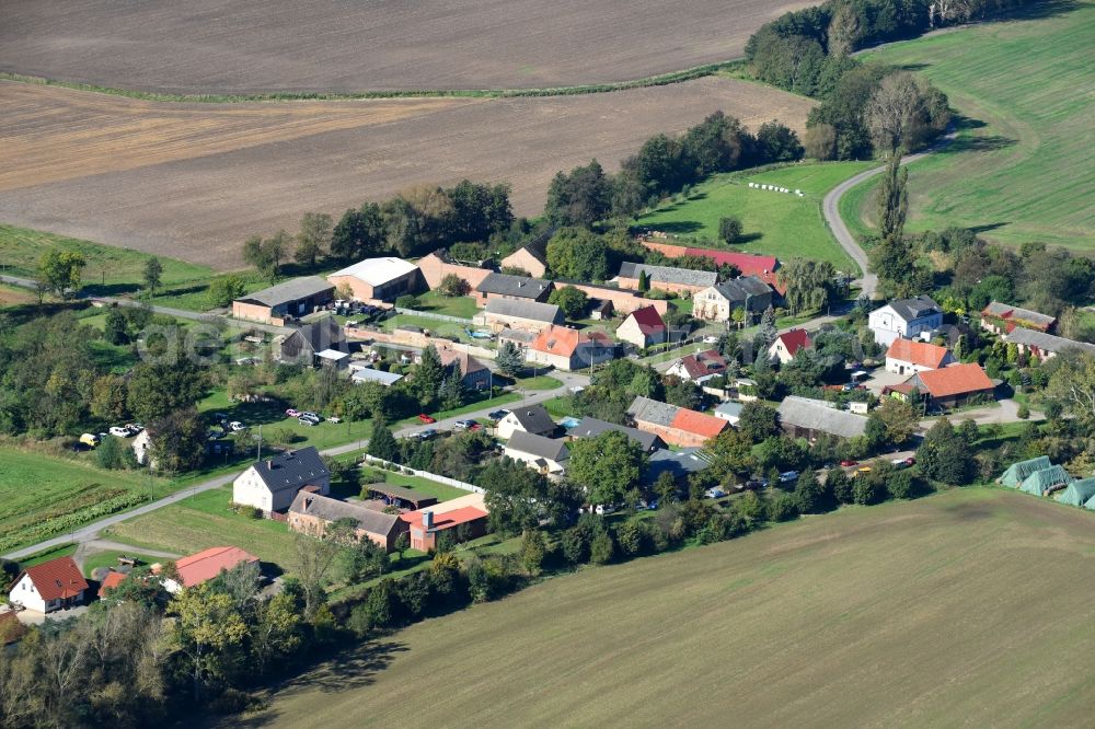 Aerial image Neugaul - Village - view on the edge of agricultural fields and farmland in Neugaul in the state Brandenburg, Germany