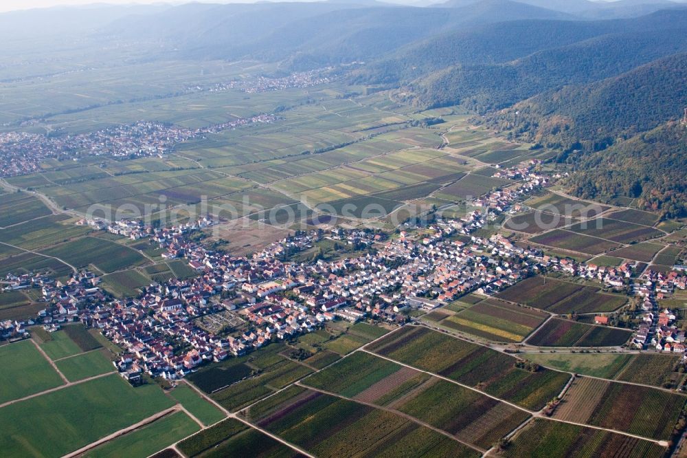 Aerial photograph Neustadt an der Weinstraße - Village - view on the edge of agricultural fields and farmland in Neustadt an der Weinstrasse in the state Rhineland-Palatinate