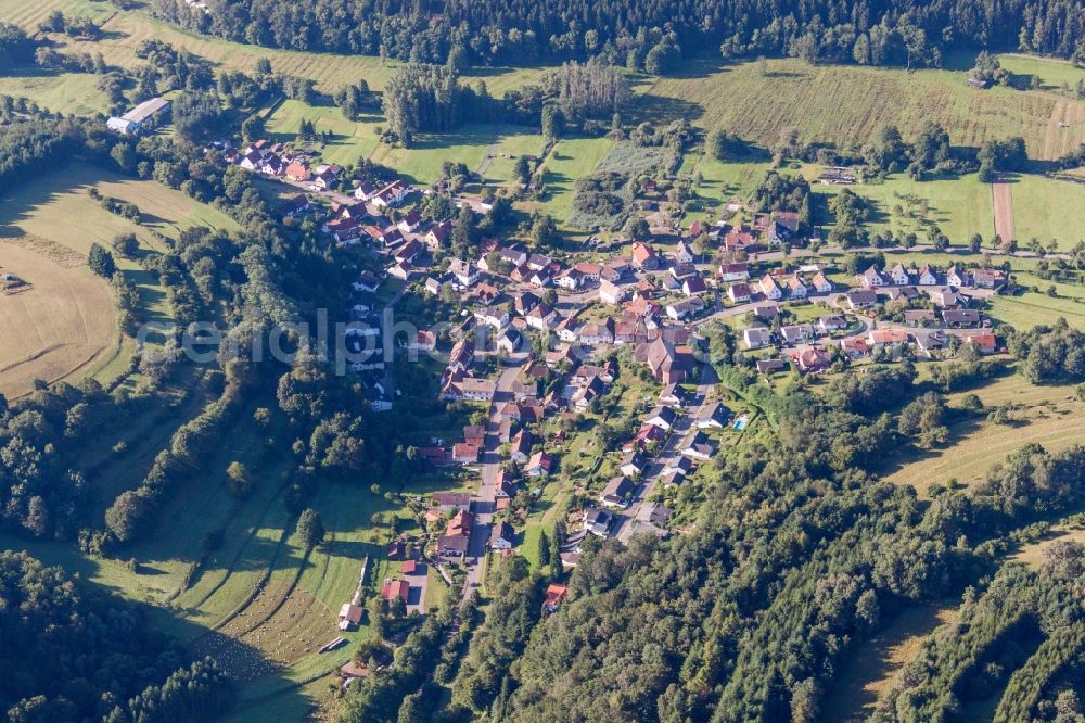 Aerial image Niederschlettenbach - Village - view on the edge of agricultural fields and farmland in Niederschlettenbach in the state Rhineland-Palatinate, Germany