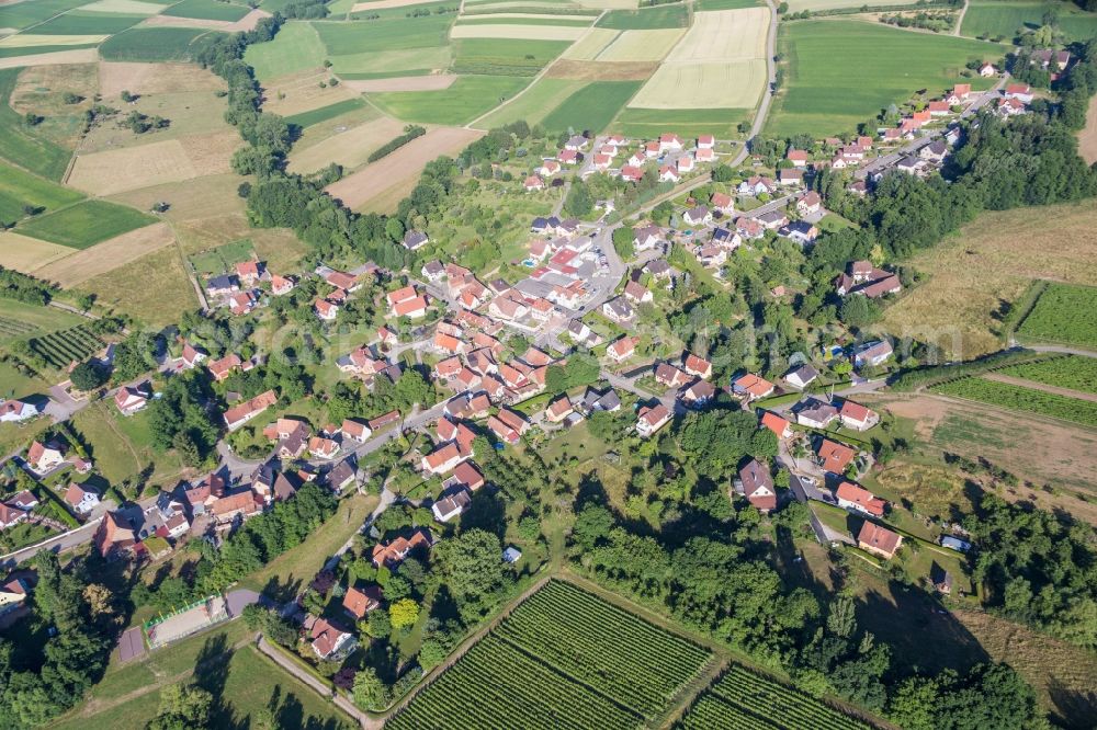 Aerial photograph Oberhoffen-lès-Wissembourg - Village - view on the edge of agricultural fields and farmland in Oberhoffen-lA?s-Wissembourg in Grand Est, France