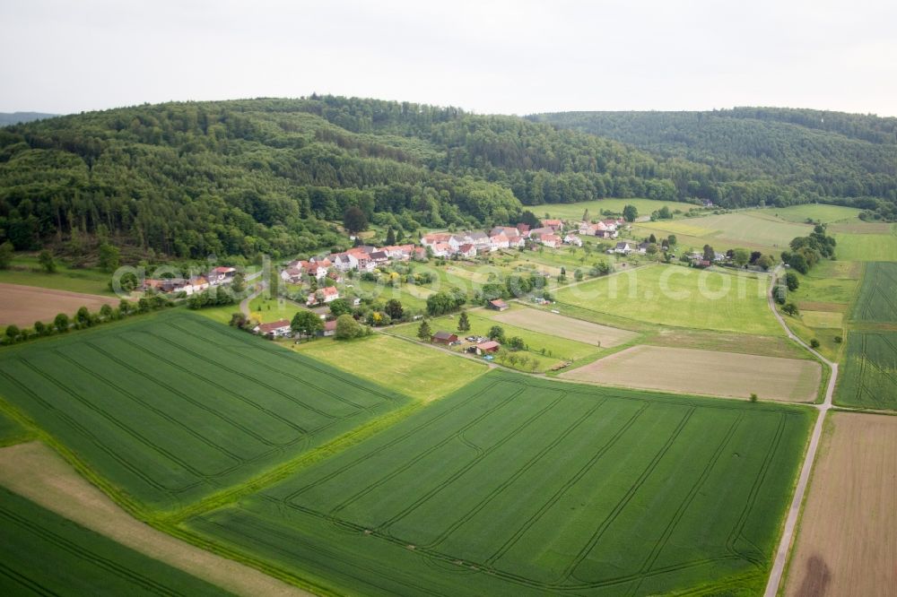 Aerial photograph Oberweser - Village - view on the edge of agricultural fields and farmland in Oberweser in the state Hesse, Germany