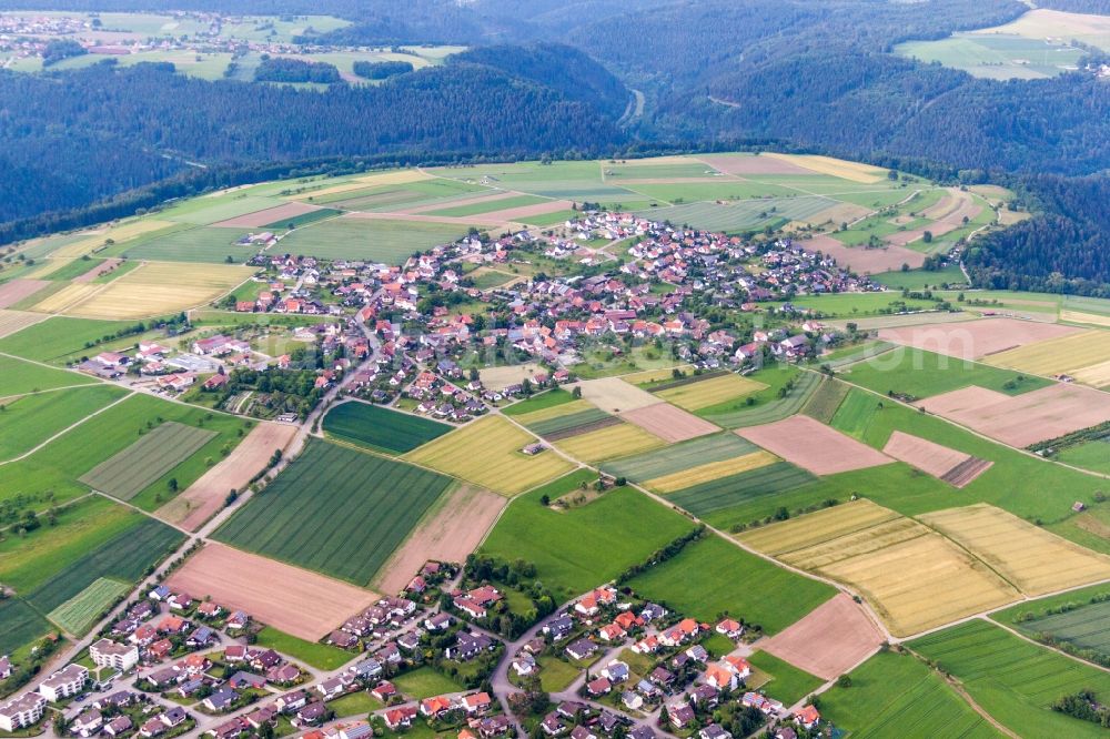 Aerial image Neubulach - Village - view on the edge of agricultural fields and farmland in the district Altbulach in Neubulach in the state Baden-Wuerttemberg, Germany