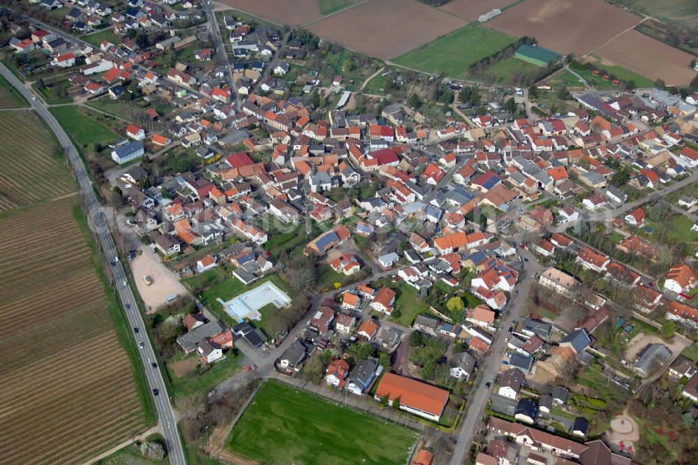 Bad Kreuznach from above - Village - view on the edge of agricultural fields and farmland in the district Bosenheim in Bad Kreuznach in the state Rhineland-Palatinate