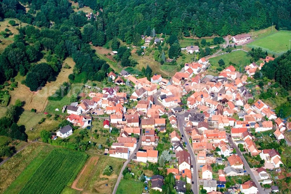 Annweiler am Trifels from above - Village - view on the edge of agricultural fields and farmland in the district Graefenhausen in Annweiler am Trifels in the state Rhineland-Palatinate