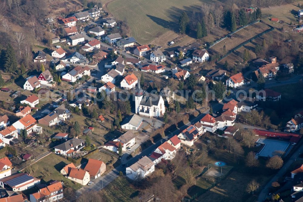 Aerial image Grasellenbach - Village - view on the edge of agricultural fields and farmland in the district Hammelbach in Grasellenbach in the state Hesse, Germany