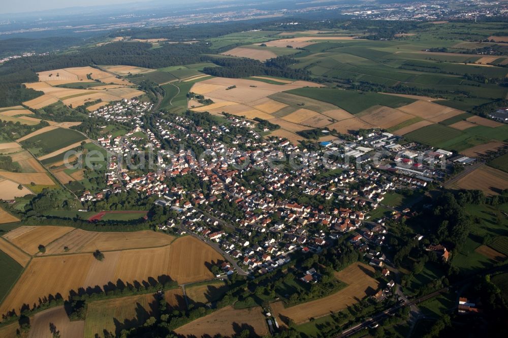 Bruchsal from above - Village - view on the edge of agricultural fields and farmland in the district Helmsheim in Bruchsal in the state Baden-Wuerttemberg, Germany