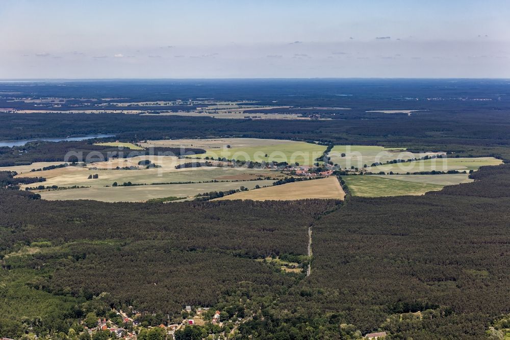 Aerial photograph Neuruppin - Village - view on the edge of agricultural fields and farmland in the district Krangen in Neuruppin in the state Brandenburg