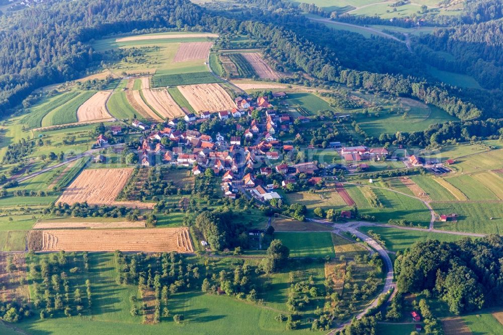 Aerial photograph Rudersberg - Village - view on the edge of agricultural fields and farmland in the district Krehwinkel in Rudersberg in the state Baden-Wuerttemberg, Germany