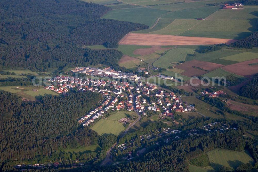 Aerial image Limbach - Village - view on the edge of agricultural fields and farmland in the district Krumbach in Limbach in the state Baden-Wuerttemberg, Germany