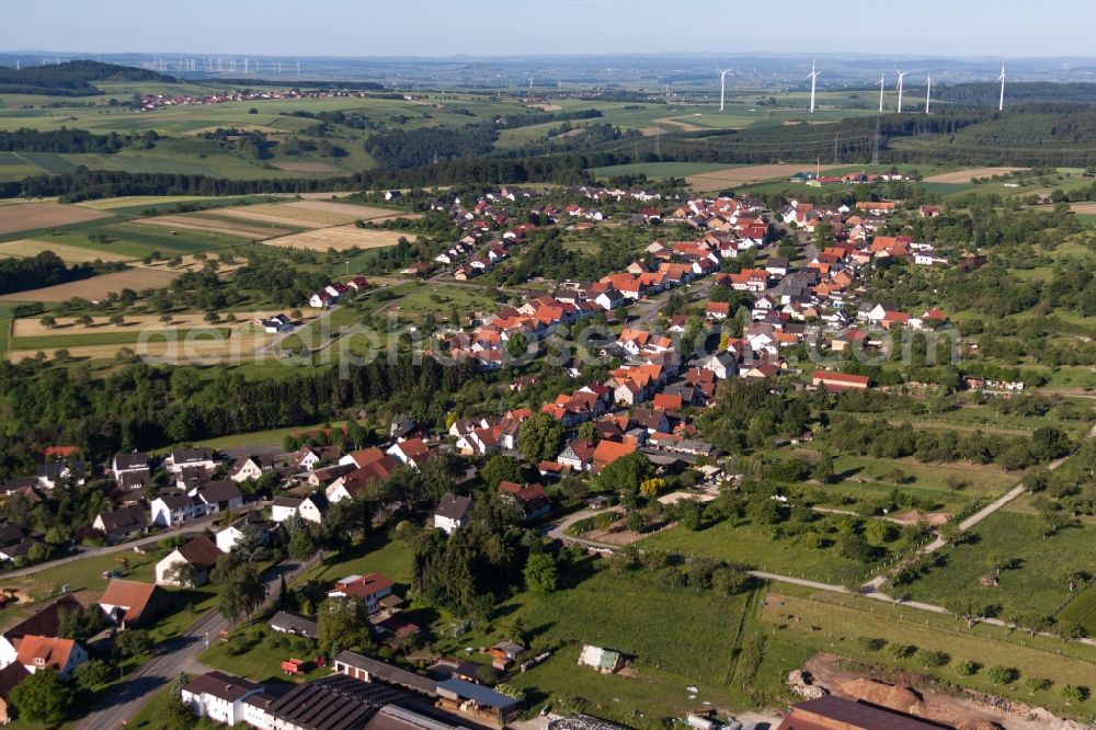 Trendelburg from above - Village - view on the edge of agricultural fields and farmland in the district Langenthal in Trendelburg in the state Hesse, Germany