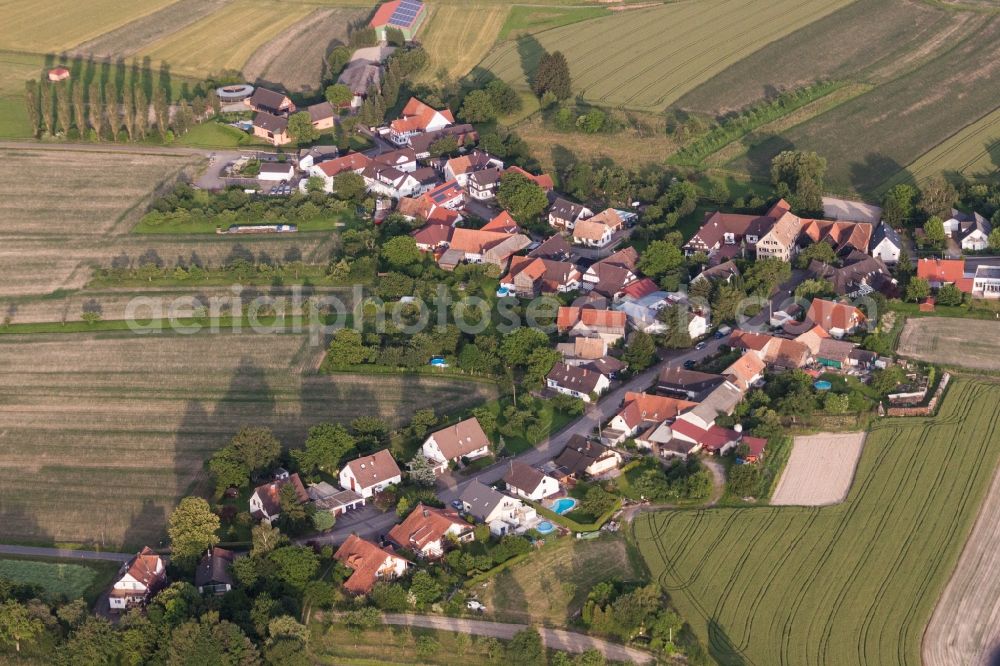 Aerial photograph Willstätt - Village - view on the edge of agricultural fields and farmland in the district Legelshurst in Willstaett in the state Baden-Wuerttemberg, Germany