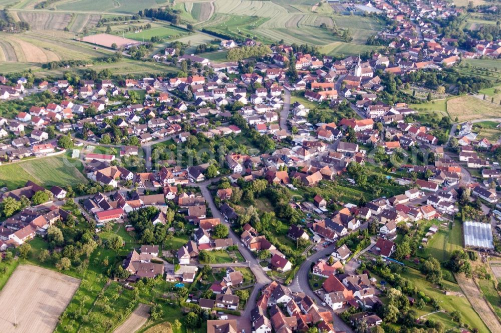 Willstätt from above - Village - view on the edge of agricultural fields and farmland in the district Legelshurst in Willstaett in the state Baden-Wuerttemberg, Germany