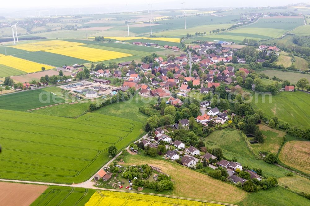 Aerial photograph Ottenstein - Village - view on the edge of agricultural fields and farmland in the district Lichtenhagen in Ottenstein in the state Lower Saxony, Germany