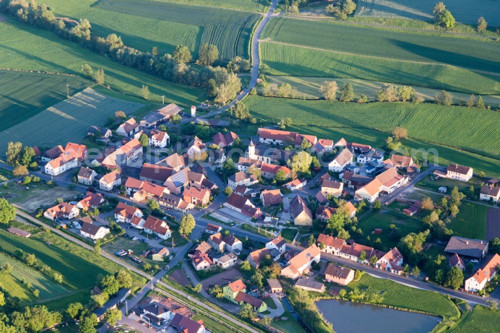 Burgebrach from above - Village - view on the edge of agricultural fields and farmland in the district Moenchherrnsdorf in Burgebrach in the state Bavaria, Germany