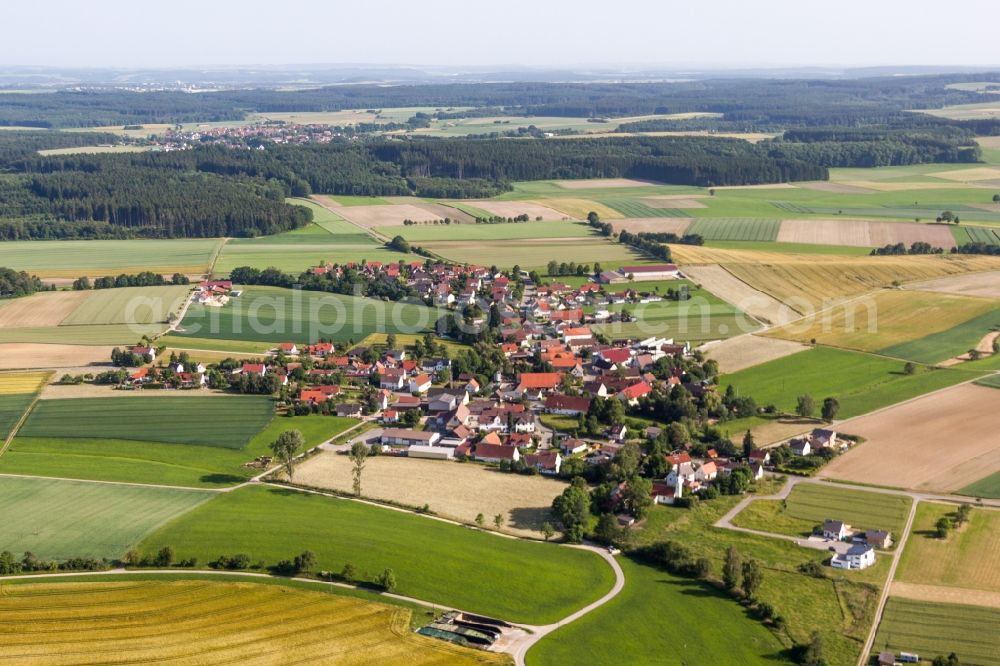 Oberstadion from above - Village - view on the edge of agricultural fields and farmland in the district Moosbeuren in Oberstadion in the state Baden-Wuerttemberg, Germany