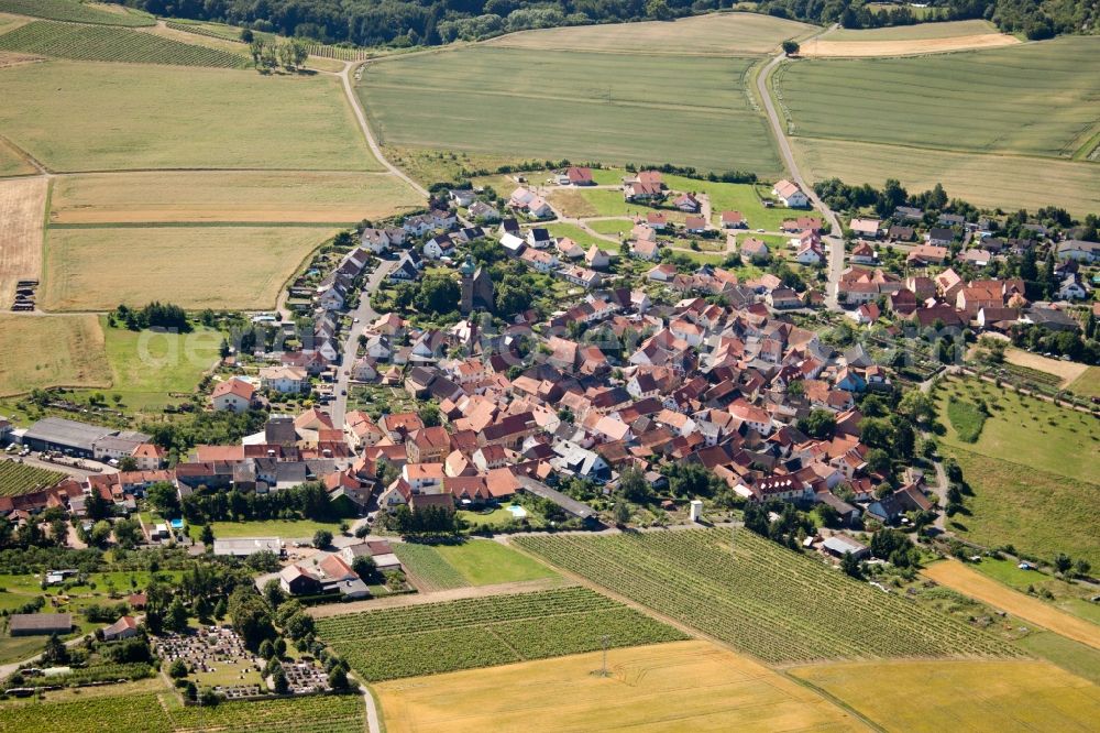 Duchroth from above - Village - view on the edge of agricultural fields and farmland in the district Neudorferhof in Duchroth in the state Rhineland-Palatinate