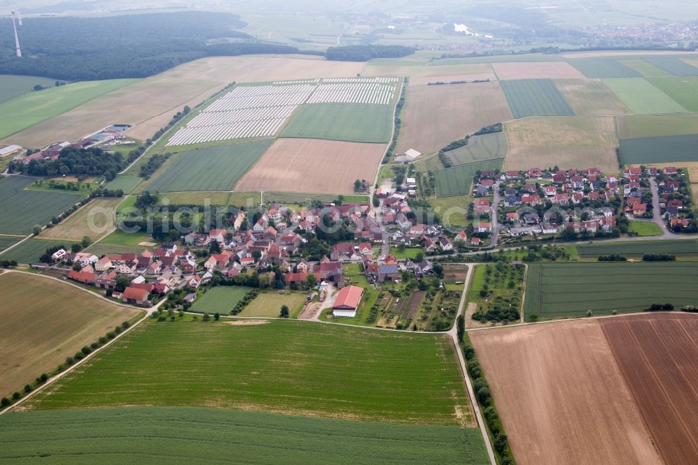 Aerial photograph Prosselsheim - Village - view on the edge of agricultural fields and farmland in the district Puessensheim in Prosselsheim in the state Bavaria, Germany