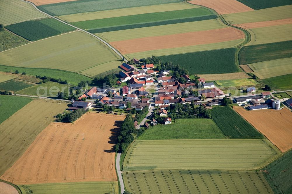 Laberweinting from above - Village - view on the edge of agricultural fields and farmland in the district Reuth in Laberweinting in the state Bavaria, Germany