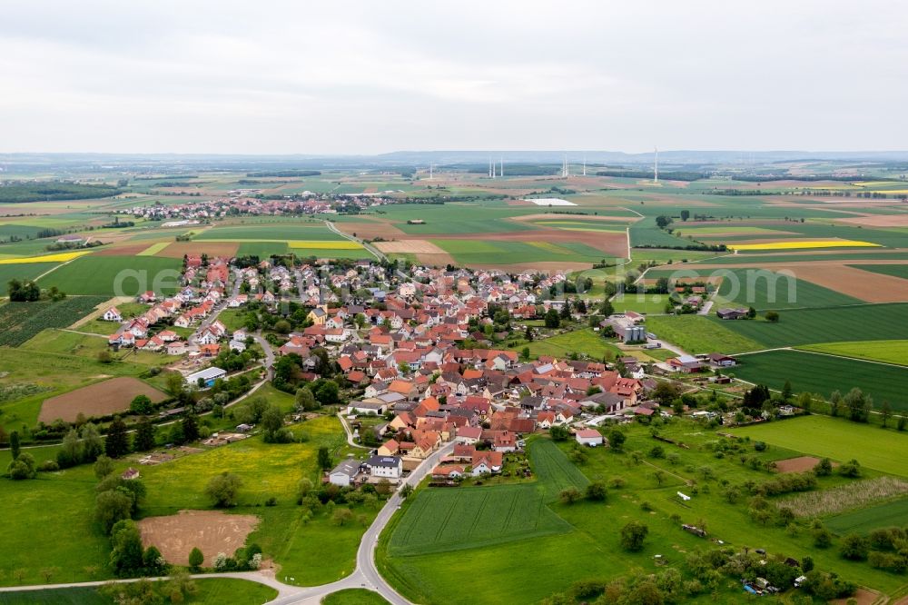 Aerial photograph Hausen - Village - view on the edge of agricultural fields and farmland in the district Rieden in Hausen in the state Bavaria, Germany