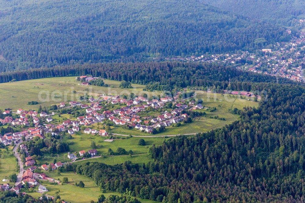 Bad Herrenalb from above - Village - view on the edge of agricultural fields and farmland in the district Rotensol in Bad Herrenalb in the state Baden-Wurttemberg, Germany