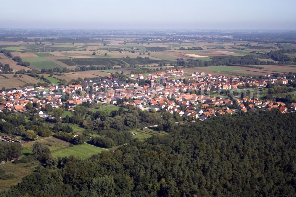 Wörth am Rhein from above - Village - view on the edge of agricultural fields and farmland in the district Schaidt in Woerth am Rhein in the state Rhineland-Palatinate, Germany