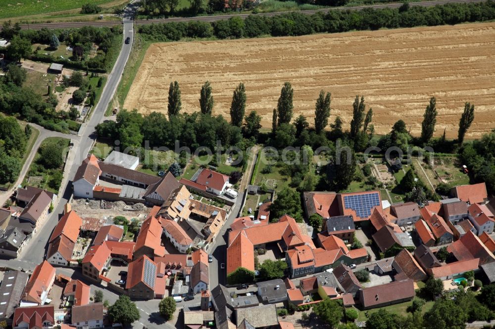 Aerial image Armsheim - Village - view on the edge of agricultural fields and farmland in the district Schimsheim in Armsheim in the state Rhineland-Palatinate, Germany