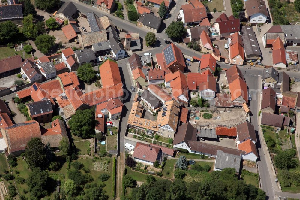 Armsheim from above - Village - view on the edge of agricultural fields and farmland in the district Schimsheim in Armsheim in the state Rhineland-Palatinate, Germany