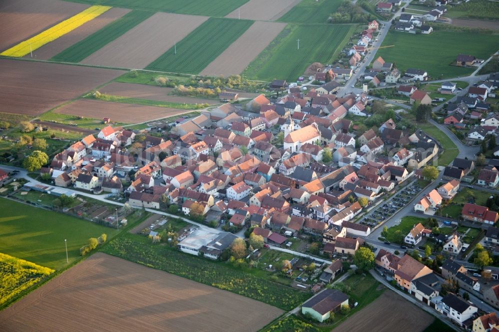 Eisenheim from the bird's eye view: Village - view on the edge of agricultural fields and farmland in the district Untereisenheim in Eisenheim in the state Bavaria