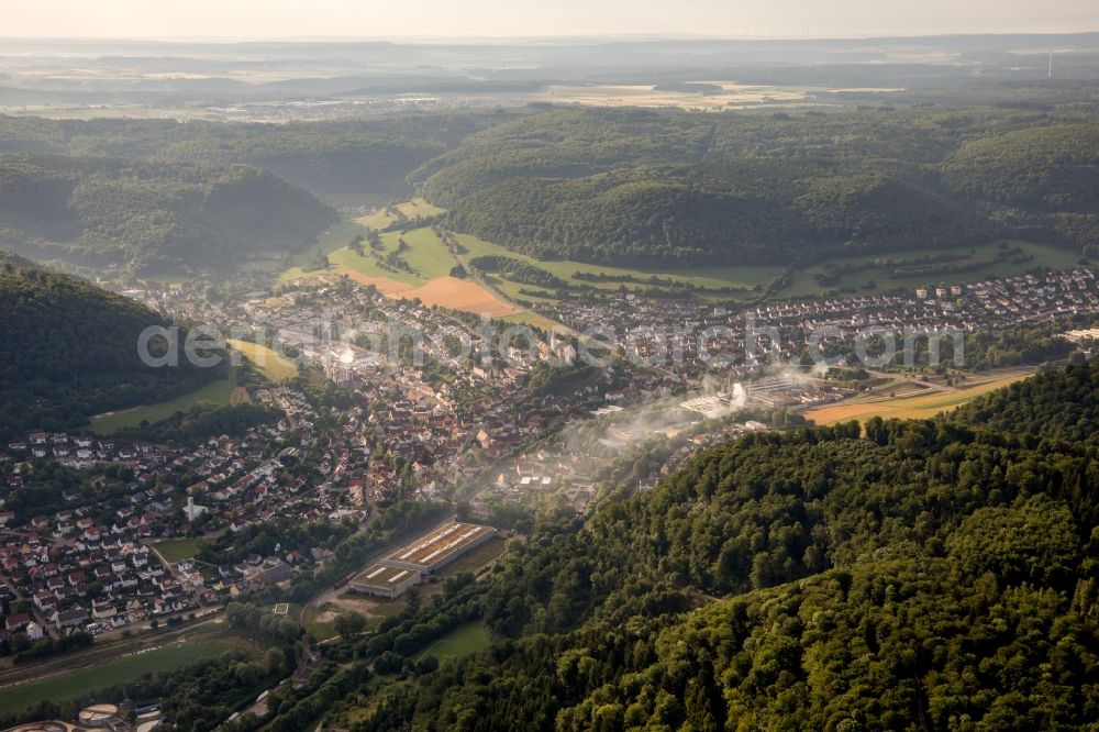 Aerial photograph Aalen - Village - view on the edge of agricultural fields and farmland in the district Unterkochen in Aalen in the state Baden-Wuerttemberg, Germany