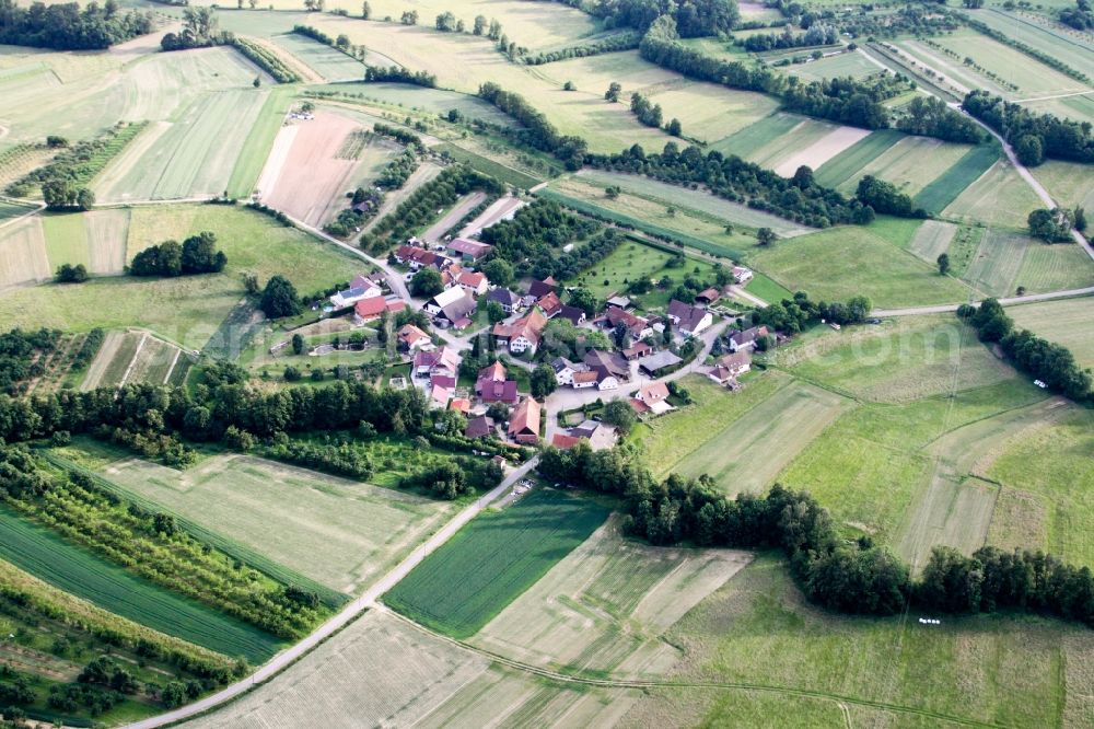 Aerial photograph Ottersweier - Village - view on the edge of agricultural fields and farmland in Ottersweier in the state Baden-Wurttemberg, Germany