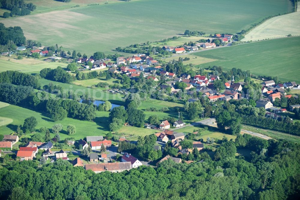 Aerial photograph Pitschen-Pickel - Village - view on the edge of agricultural fields and farmland in Pitschen-Pickel in the state Brandenburg, Germany