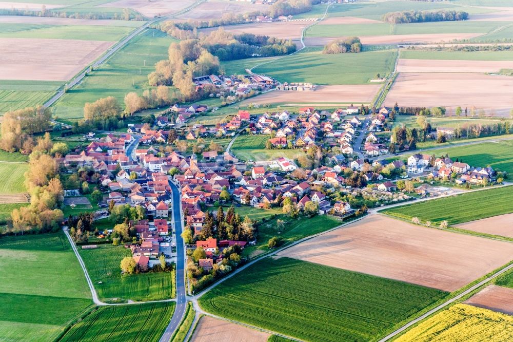 Reupelsdorf from above - Village - view on the edge of agricultural fields and farmland in Reupelsdorf in the state Bavaria, Germany