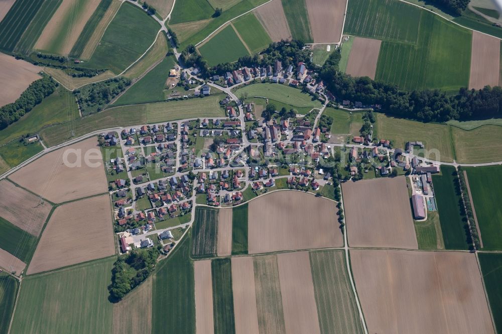 Aerial photograph Ried - Village - view on the edge of agricultural fields and farmland in Ried in the state Bavaria, Germany