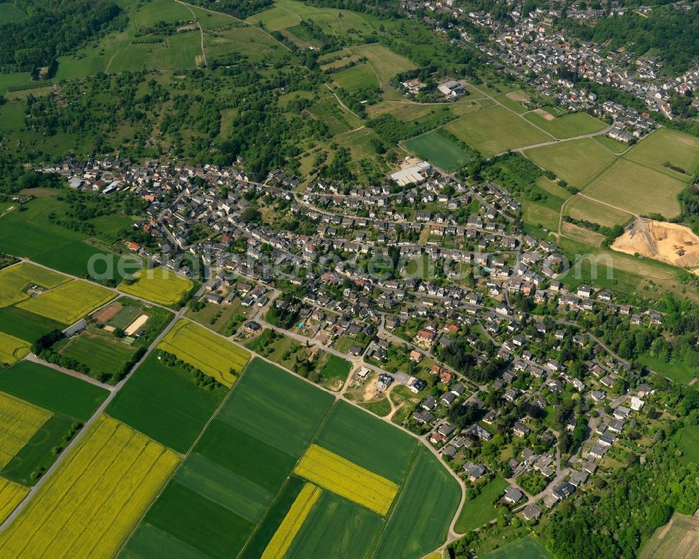 Aerial photograph Rodenbach - Village - view on the edge of agricultural fields and farmland in Rodenbach in the state Rhineland-Palatinate, Germany