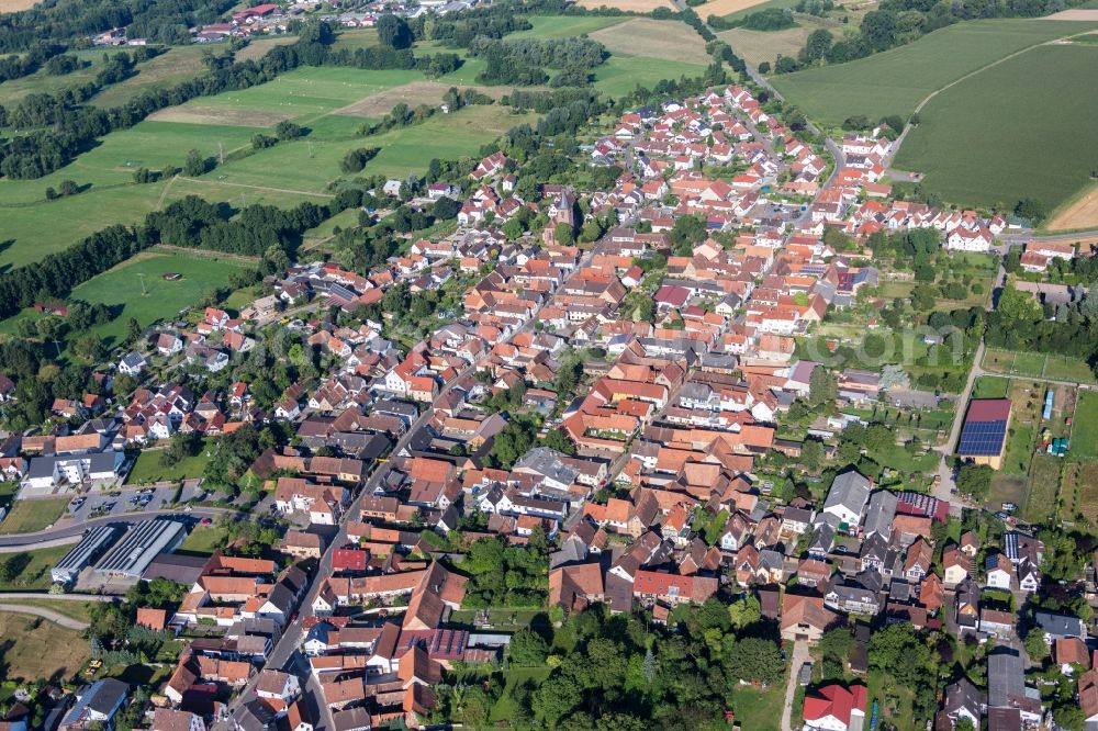 Aerial image Rohrbach - Village - view on the edge of agricultural fields and farmland in Rohrbach in the state Rhineland-Palatinate, Germany