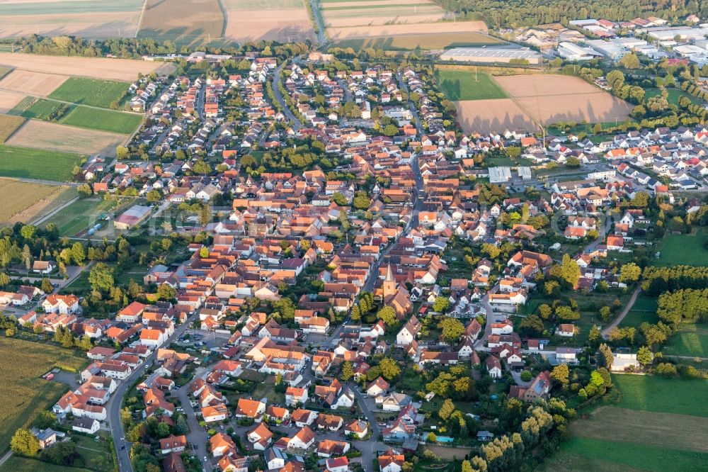 Rohrbach from above - Village - view on the edge of agricultural fields and farmland in Rohrbach in the state Rhineland-Palatinate, Germany