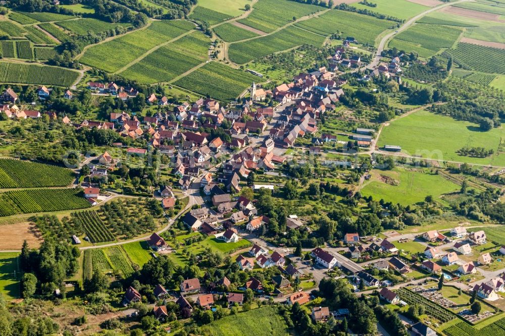 Aerial image Rott - Village - view on the edge of agricultural fields and farmland in Rott in Grand Est, France