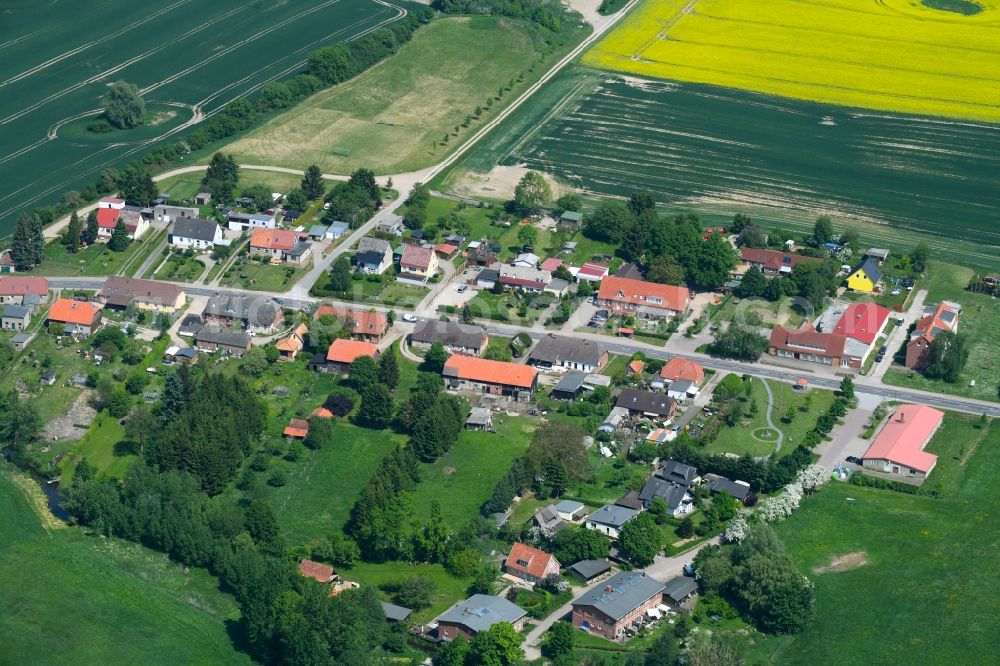 Aerial image Rüting - Village - view on the edge of agricultural fields and farmland in Rueting in the state Mecklenburg - Western Pomerania, Germany