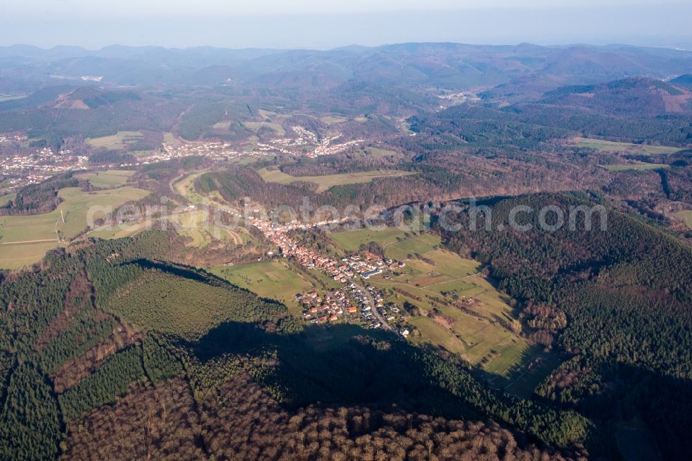 Aerial photograph Rumbach - Village - view on the edge of agricultural fields and farmland in Rumbach in the state Rhineland-Palatinate, Germany