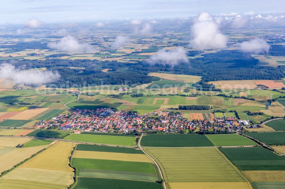 Aerial photograph Sallach - Village - view on the edge of agricultural fields and farmland in Sallach in the state Bavaria, Germany