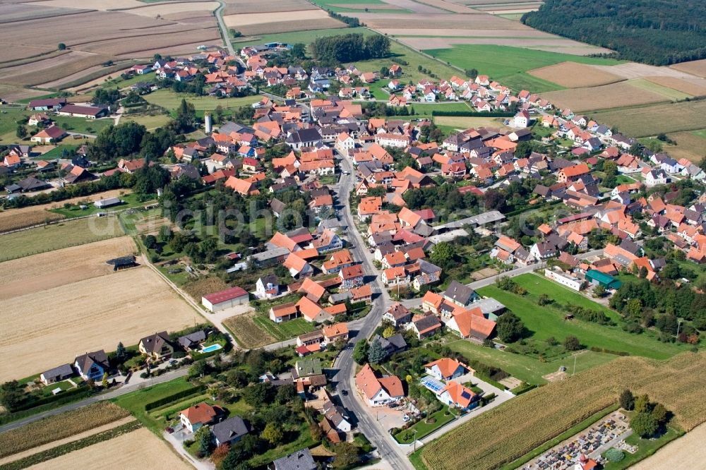 Salmbach from the bird's eye view: Village - view on the edge of agricultural fields and farmland in Salmbach in Grand Est, France