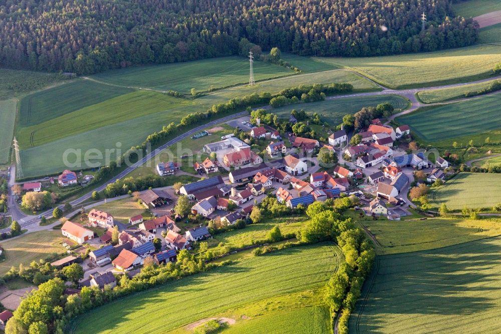 Aerial image Salmsdorf - Village - view on the edge of agricultural fields and farmland in Salmsdorf in the state Bavaria, Germany